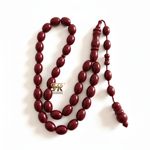 Tasbih de Resina Hecho a Mano, Ecológico, Color Rosa Polvoriento, Cuentas Ovaladas Pulimentadas, Rosario Islámico de 33 Cuentas, Diseño Elegante para Zikr - Product Image 2