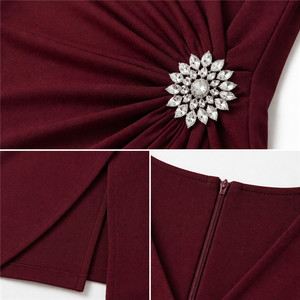 Womens Elegant Bodycon Wrap <strong>Dress</strong> Long Sleeve V Neck Ruched Church <strong>Dress</strong> Burgundy Cocktail Party Formal <strong>Dress</strong> Manufacturer - Product Image 3