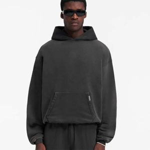 Acide Lavage À Capuche En Détresse Français Terry Vintage Gris Coton Tissu 500 GSM Lourd Surdimensionné À Capuche Brodé Non - Product Image 2