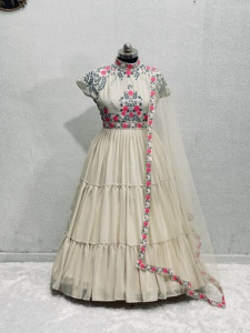 NUEVO DISEÑADOR PARA FIESTA BOLLYWOOD HEAVY GEORGETTE VESTIDO CON VOLANTES CON DUPATTA - Product Image 3