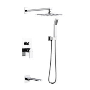 Juego de cabezal de ducha cuadrado de latón contemporáneo, Sistema de ducha, grifo de lluvia oculto para baño, juego de ducha de lluvia montado en la pared - Product Image 5