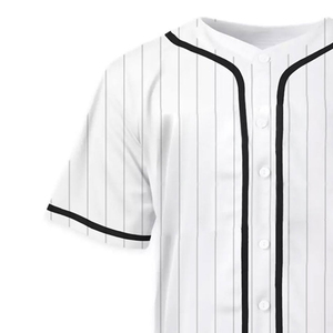 Unisex <b>Baseball</b> Jersey White Pinstripe Short Sleeve Button Front 100% Polyester Breathable Regular Fit All Seasons Apparel - Product Image 5