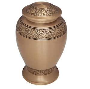 Matte Gold Heart Engraved Angel Wings Floral Band Brass Cremation Urns Keepsake Funeral Ashes Wholesale Decorative Memorial Urns - Product Image 4