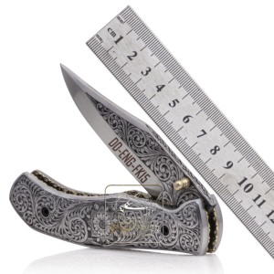 Navajas Plegables Personalizables DD-ENG-FK15 con Patrones Florales Grabados a Mano, Hoja de Acero Inoxidable, Navaja Multiusos OEM - Product Image 1