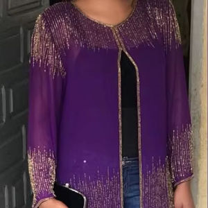 แจ็คเก็ตปักเลื่อมสไตล์อังกฤษสำหรับผู้หญิงเสื้อโค้ทหรูหราเสื้อแจ็กเก็ตตอนเย็นสุดหรูสำหรับใส่ไปงานปาร์ตี้สั้นๆเสื้อโค้ทสไตล์เปิดด้านหน้า - Product Image 1