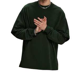 T-shirt thermique à manches longues en coton à double couche DTG Sérigraphie T-shirt en éponge française pour hommes - Product Image 6