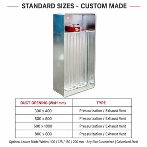 Grille <span class=keywords><strong>de</strong></span> ventilation rectangulaire en acier galvanisé pour l'évacuation des fumées et l'alimentation en air à pression positive, avec volet <span class=keywords><strong>de</strong></span> régulation multi-lames pour couloir d'escalier - Product Image 5