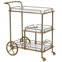 Chariots de bar en métal doré de luxe pour hôtel et maison, chariot à boissons, chariot à vin et à bière, articles de bar en métal