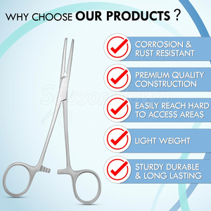 Fórceps de hemostato Crile, abrazadera de bloqueo quirúrgica de acero inoxidable, instrumento médico reutilizable para uso clínico - Product Image 3