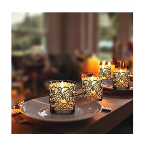 Soporte votivo de luz de té de Metal de hierro recubierto de polvo blanco de diseño elegante con bandeja Portavelas de luz de té de Metal con acabado antiguo - Product Image 6