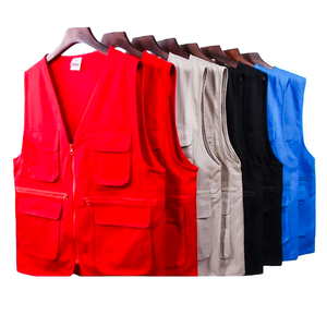 Chaqueta de sarga de algodón en forma de V con cierre de cremallera completa, chaqueta de trabajo de tiro con múltiples bolsillos, chaqueta de trabajo de construcción de almacén transpirable, - Product Image 5