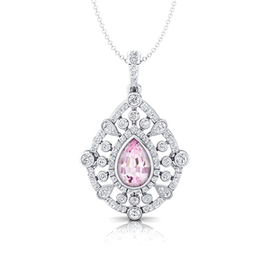 Oro sólido Natural morganita piedra preciosa única lágrima colgantes regalo de boda para mujeres OEM regalo del Día de San Valentín para la madre - Product Image 2