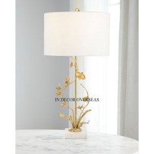 Más vendidos, soporte de Metal resistente de diseñador Floral chapado en oro de alta calidad para parte superior blanca y Base, decoración del hogar, lámparas de mesa de lujo - Product Image 1