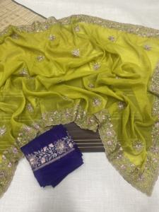 Exclusive Premium Crunchy Silk With Embroidery <b>Saree</b> <b>Woman</b> Fashion Manufacturer From Surat At Lowest Rate - Product Image 2