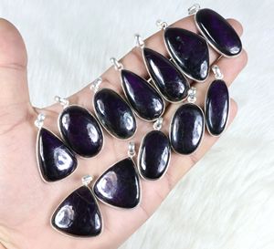 Collier pendentif en pierres précieuses cristal Purpurite violet en gros Collection de lunette en argent Sterling bijoux de mode - Product Image 1