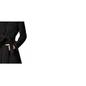 Madden Girl Women's <b>Extra</b> <b>Large</b> Trench Coat with Belt & Skirt Double Breasted Black with Fur <b>Print</b> Decoration - Product Image 2
