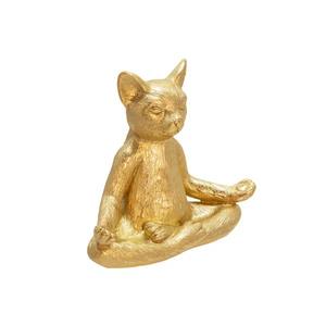 Escultura artística de gato de Metal dorado Pose de yoga Adorno de mesa elegante Acento decorativo de lujo para hogares modernos - Product Image 1