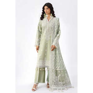 ชุดสูทผ้าลอนปักเลื่อมสำหรับผู้หญิง 3 ชิ้น พร้อมผ้าคลุมไหล่ชีฟอง PM-62023 - Product Image 1