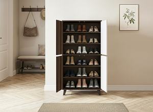 Mueble Zapatero Moderno y Elegante para Sala de Estar, 4 Puertas, 6 Niveles, 18 Pares, para Adultos, Modelo SC503 Desarmable/Para Armar, Color Blanco Nogal Columbia - Product Image 2