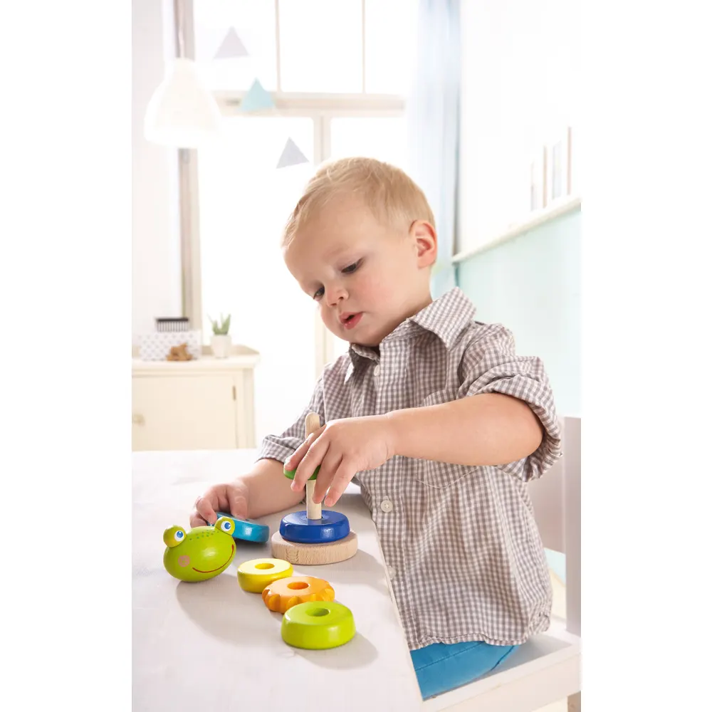 Sapo de brinquedo educativo, venda direta, qualidade superior, jogo de pegamento de madeira, sapo multicolor, para idade de 18 meses e up, brinquedos montessori, brinquedos educativos