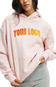 Sudadera con Capucha Personalizada para Mujer, Impresión DTF con Logotipo Frontal, Estilo Holgado en Rosa Bebé, 100% Algodón Felpa, Lavado Ácido para Invierno - Product Image 6