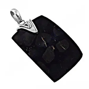 Pendentif moderne en argent 925 avec pierre de cristal noir, charme religieux fait à la main pour femmes, bijoux en or indien avec perle - Product Image 1