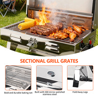 Grill de bateau en acier inoxydable 304, grilles marines avec support pour porte-canne, poignée résistante à la chaleur, barbecue au propane portable pour bateaux, fabriqué en Chine