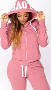 2023 Custom Street Wear Zip Up Mujer Chándal Slim Fit Impreso Logo Pullover Zip UP Hood con pantalón - Product Image 4