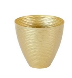 Fournisseur de vase à fleurs rond décoratif en aluminium plaqué laiton martelé Vase à fleurs martelé en métal - Product Image 2