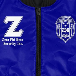 Chaqueta de Satén Azul y Blanca para Mujer de la Hermandad Zeta Phi Beta, ZPB 1920, Ropa Griega, Bordado de Escudo, Prenda Exterior Universitaria Premium - Product Image 6