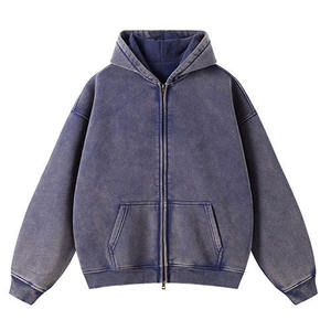 Acid Wash Hoodie Customize basics cotton blended Hoodies Oem Logo Zipper <b>Thermal</b> Oversized Breathable Blank Hoodie <b>for</b> <b>Men</b> - Product Image 1
