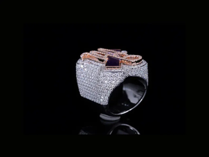 <b>Iced</b> Out Custom Letter VVS Moissanite Diamond 925 Sterling Silver Rhodium Plated High Shine Hip Hop <b>Ring</b> For Unisex Wear - Product Image 3