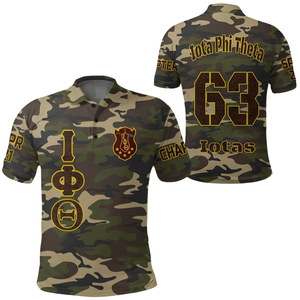 Iota Phi Theta 1963 Polo classique pour hommes, haut à manches courtes en coton premium brodé de la fraternité grecque - Product Image 3