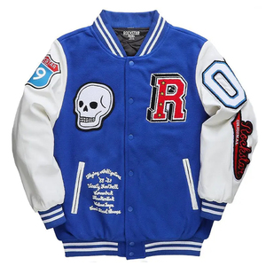 OEM Service Men's Vintage Denim Varsity <b>Jacket</b> Hooded Windproof Cotton Liner for Winter Washed Crocheted Weaving <b>Collar</b> Zipper - Product Image 1