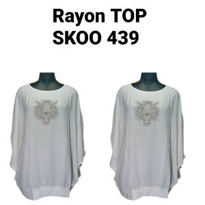 New Indian Boho Cotton <b>Top</b> for <b>Women</b> and Ladies Traditional <b>White</b> Evergreen Short Length Design with Ribbon Decorations - Product Image 2