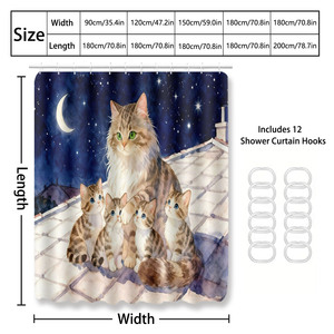 Custom Printed Shower Shower <b>Curtain</b> for Bathroom Waterproof Polyester <b>with</b> <b>Hooks</b> - Product Image 1
