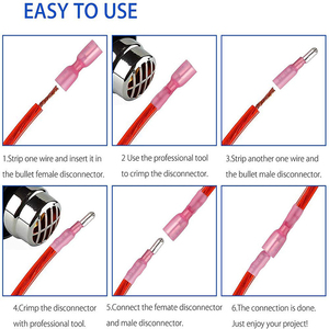 100/220/240 Piezas de Terminales de Compresión Termocontraíbles de Aluminio, Chapados en Latón, Tipo Espada, Macho y Hembra, Conectores de Cable Aislados para Automoción - Product Image 6