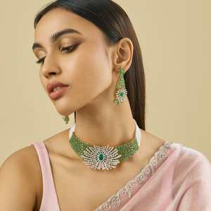 Zircon Necklace 182121 Elegant <b>Wedding</b> <b>Accessory</b> with Dazzling Zircon Stones - Product Image 1