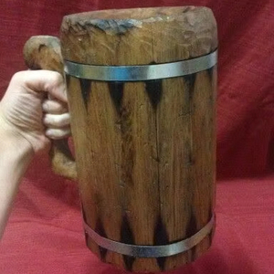 Handmade Rustic Wooden <b>Beer</b> Mug Tankard Natural Wood Antique <b>Barrel</b> Coffee Tea Cup Brown Home Decorative Christmas Occasion - Product Image 1