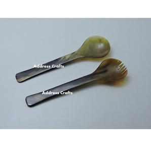 Meilleure qualité personnalisé corne naturelle salade serveur ensemble décor de table ustensiles de cuisine utilisés à la main fabricant de l'Inde - Product Image 1