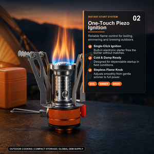 Réchaud à butane mini tout-en-un avec allumage électronique pour la cuisine en plein air, le <span class=keywords><strong>camping</strong></span> et les voyages - Plaque de cuisson portable - Product Image 2