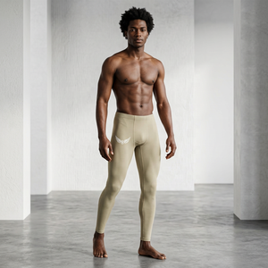 Leggings de compression intégrale pour homme, couleur unie, taille élastique avec logo, jambe droite, matière Spandex Nylon - Product Image 5