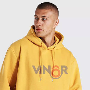 Sweat à capuche décontracté pour homme, 100% coton, tissu français, style oversize, tendance hip-hop, sweat à capuche uni, imprimé à l'écran, teinture unie - Product Image 1