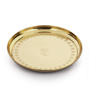 Cổ Điển Brass <span class=keywords><strong>Om</strong></span> Thiết Kế Pooja Aarti Tấm Phòng Và Nhà Đền Thali Với Biểu Tượng <span class=keywords><strong>Om</strong></span> Và Gayatri Thần Chú Bhog Tấm Cho Bán - Product Image 2