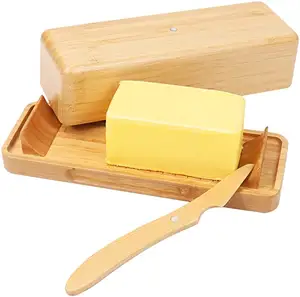 Caja de mantequilla de Color marrón hecha a mano, accesorios de restaurante y boda, plato de madera para servir mantequilla, cuchillo, accesorio de utensilios de cocina