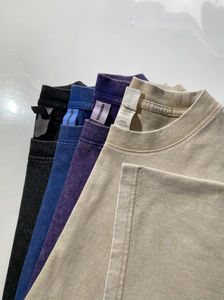 Camisetas Personalizadas con Lavado Ácido para Hombre y Mujer, 100% Algodón, Estilo Vintage Lavado, Antiarrugas, Estilo Hip Hop, Corte Holgado para Uso Casual - Product Image 5