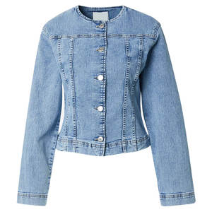 Chaqueta de camionero de mezclilla para mujer con estilo tradicional y costuras reforzadas - Product Image 1