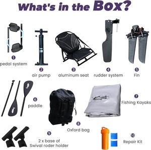 Y A K พร้อมแป้นเหยียบสำหรับตกปลาแบบเคลื่อนย้ายได้ปั๊มมือ & ไม้พายและกระเป๋าสินค้าใหม่ - Product Image 2