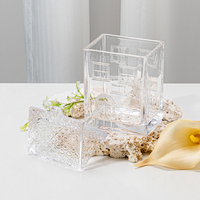 Pot à bougie en verre gaufré en forme de maison avec couvercles en verre pour la décoration de la maison