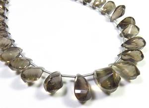 Perles de pierres précieuses en quartz fumé naturel 10-15 mm, gouttes torsadées, perles de pierres précieuses, brin de 9 pouces, briolette fantaisie, 27 pièces, pierres précieuses en vrac pour le bricolage - Product Image 3